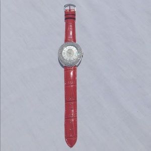 Geneva Watch NWT Red Leather Rhinestone